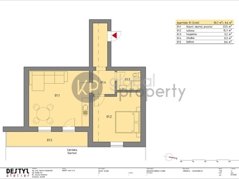 2+kk/terasa, 59 m2, zahrádka cca 50 m2, sklep.kóje, park.stání